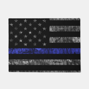 Police Thin Blue Line Flag Doormat