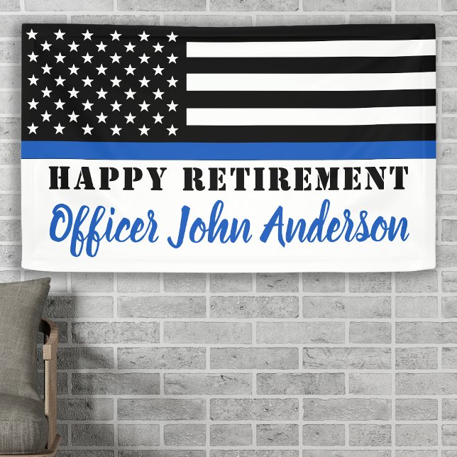Police Thin Blue Line Flag Happy Retirement Banner (Creator Uploaded)