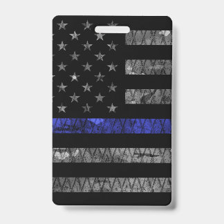 Police Thin Blue Line Flag ID Badge