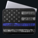 Police Thin Blue Line Flag Laptop Sleeve<br><div class="desc">Police Thin Blue Line Flag</div>