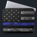 Police Thin Blue Line Flag Laptop Sleeve<br><div class="desc">Police Thin Blue Line Flag</div>