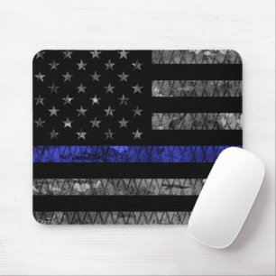 Police Thin Blue Line Flag Mouse Pad