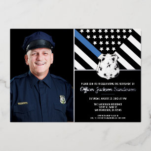 Police Thin Blue Line Flag Photo Retirement Party