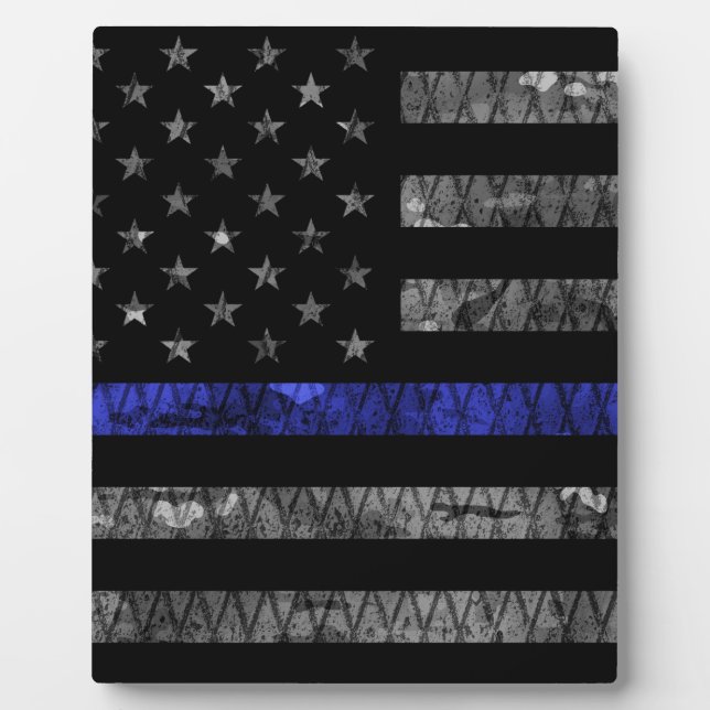 Police Thin Blue Line Flag Plaque (Front)
