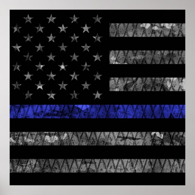 Police Thin Blue Line Flag Poster (Front)