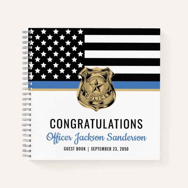 Police Thin Blue Line Flag Retirement Guest Book (Front)