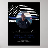 Police Thin Blue Line Flag Retirement Welcome