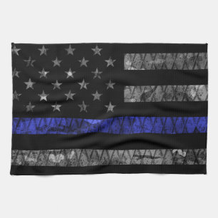Police Thin Blue Line Flag Tea Towel