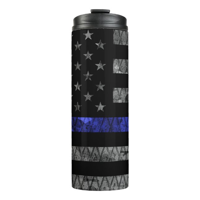 Police Thin Blue Line Flag Thermal Tumbler (Front)
