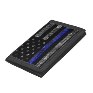 Police Thin Blue Line Flag Trifold Wallet