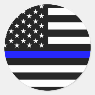 police thin blue line flag usa united states ameri classic round sticker