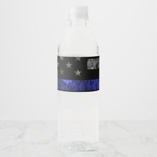 Police Thin Blue Line Flag Water Bottle Label