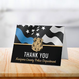 Police Thin Blue Line Law Enforcement Officer Thank You Card
