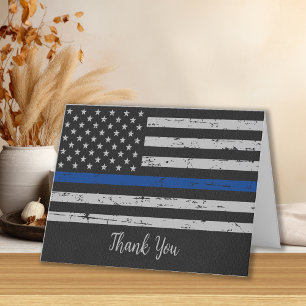 Police Thin Blue Line Law Enforcement Thank You Card