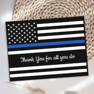 Police Thin Blue Line Law Enforcement Thank You Postcard