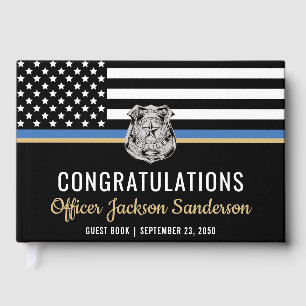 Police Thin Blue Line Law Enforcment Retirement Guest Book