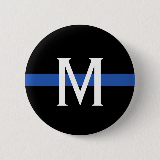 Police Thin Blue Line Monogram 6 Cm Round Badge (Front)