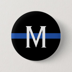 Police Thin Blue Line Monogram 6 Cm Round Badge