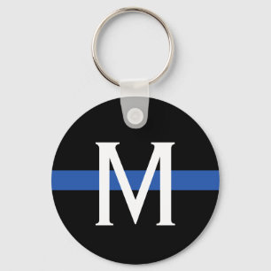 Police Thin Blue Line Monogram Key Ring