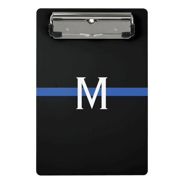Police Thin Blue Line Monogram Mini Clipboard (Front)
