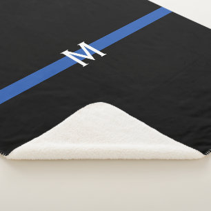 Police Thin Blue Line Monogram Sherpa Blanket