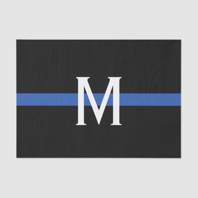 Police Thin Blue Line Monogram Tissue Paper (Front)