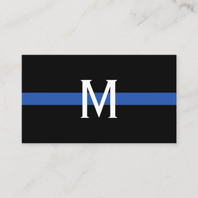 Police Thin Blue Line Monogrammed Professional Business Card (Front)
