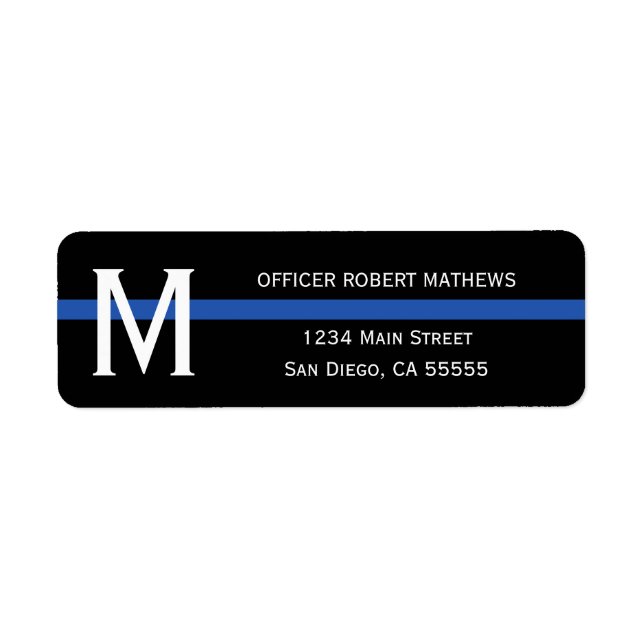 Police Thin Blue Line Monogrammed Return Address Label (Front)