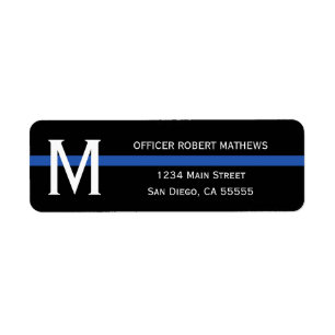 Police Thin Blue Line Monogrammed Return Address Return Address Label
