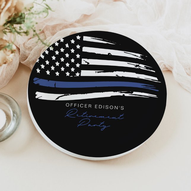 POLICE Thin Blue Line Office Retirement Party Paper Plate (Creator Uploaded)