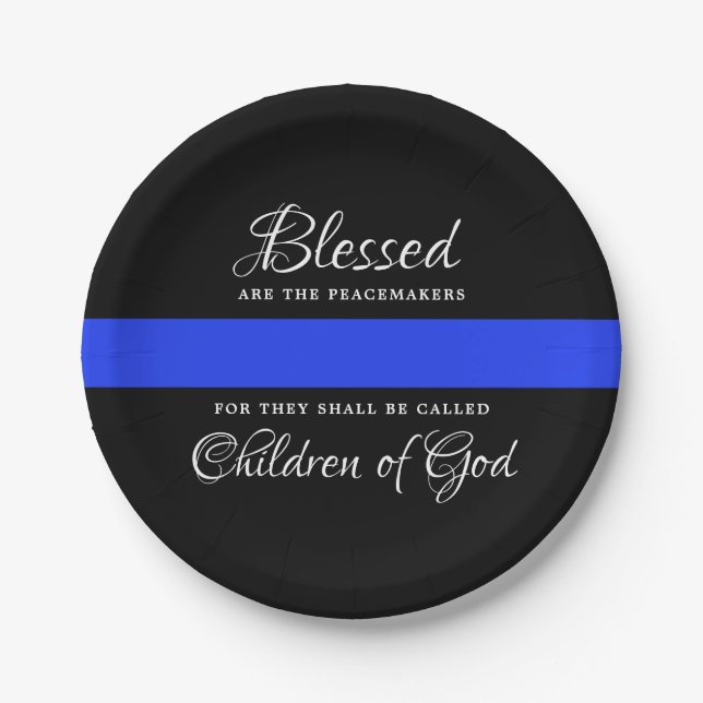 Police Thin Blue Line Party Paper Plate (Front)