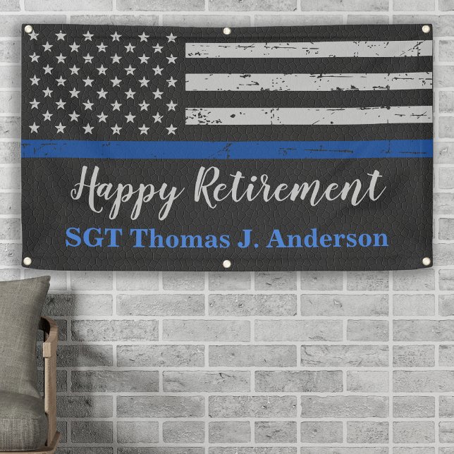 Police Thin Blue Line Personalise Retirement Party Banner (Creator Uploaded)