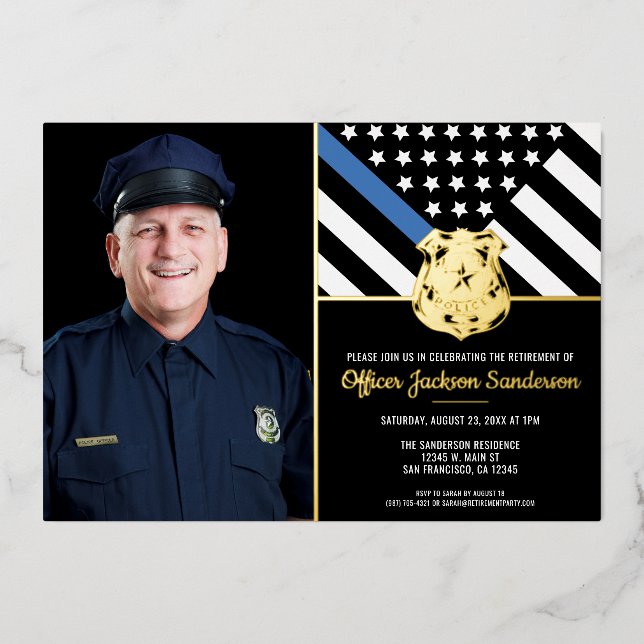 Police Thin Blue Line Photo Retirement (Front)