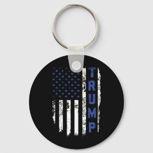 Police Thin Blue Line Republican Cop Usa Flag Key Ring