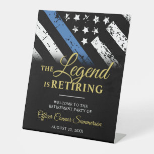Police Thin Blue Line Retirement Party Welcome Pedestal Sign
