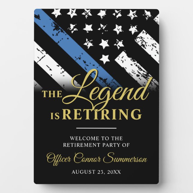 Police Thin Blue Line Retirement Party Welcome Plaque (Front)