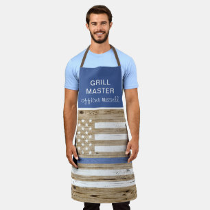Police Thin Blue Line Rustic USA Flag Personalised Apron