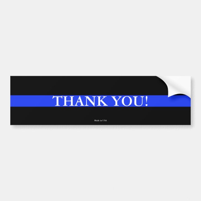 Police Thin Blue Line - Thank You Bumper Sticker (Front)