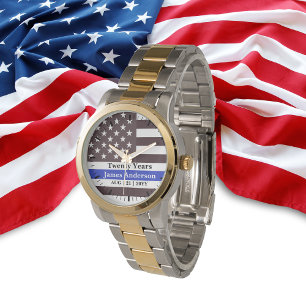 Police Thin Blue Line US Flag Retirement Watch