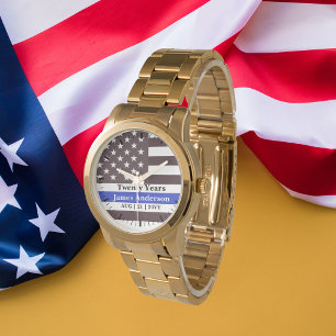 Police Thin Blue Line US Flag Retirement Watch