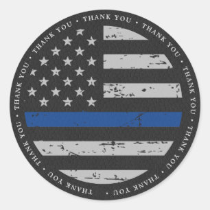 Police Thin Blue Line Vintage Flag Thank You Classic Round Sticker
