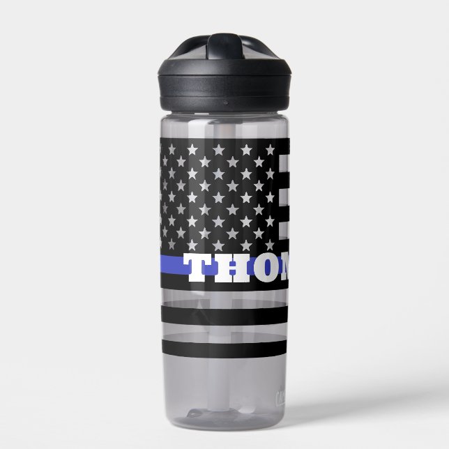 Police Thin Blue Line Water Bottle (Front)