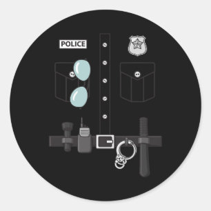 Police Uniform Halloween Kids Boys Classic Round Sticker