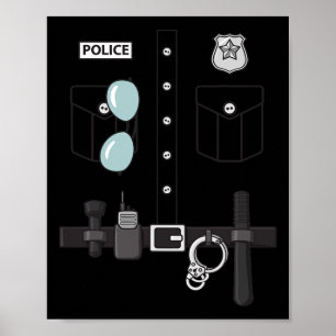 Police Uniform Halloween Kids Boys  Poster