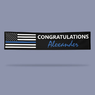 Police US Flag   Thin Blue Line Banner