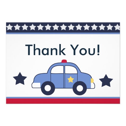 Police Vehicle/Cop Car Hero Thank You Cards 13 Cm X 18 Cm Invitation ...