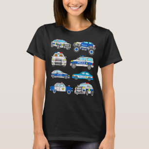 Police Vehicles For Kids Men Women Cop Cars Boys T-Shirt