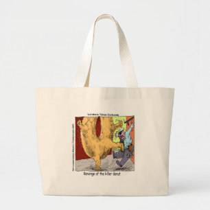 Police Vs Doughnut Funny Cartoon Large Tote Bag