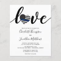 Police Wedding Thin Blue Line Budget Invitation