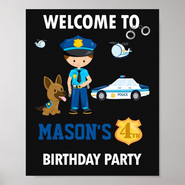 Police welcome party sign Police badge poster (Front)